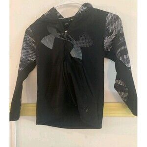 Under Armour Boys Youth Zip-up Hooded Jacket Size 6 Black and Gray